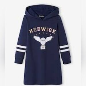 Harry Potter Hedwig Hoodie Sweatshirt Dress Girls Sz 8 Navy Owl Graphic Cosplay